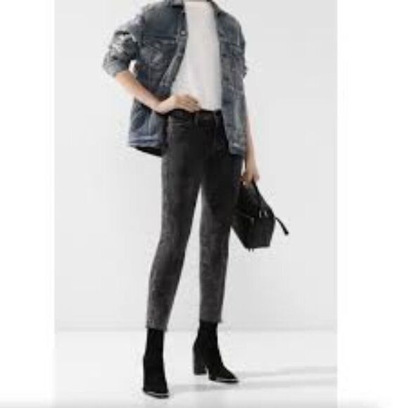 Frame Denim Le High Straight Jeans in Rockstar Black Frayed Hem Size 30 - Picture 10 of 10